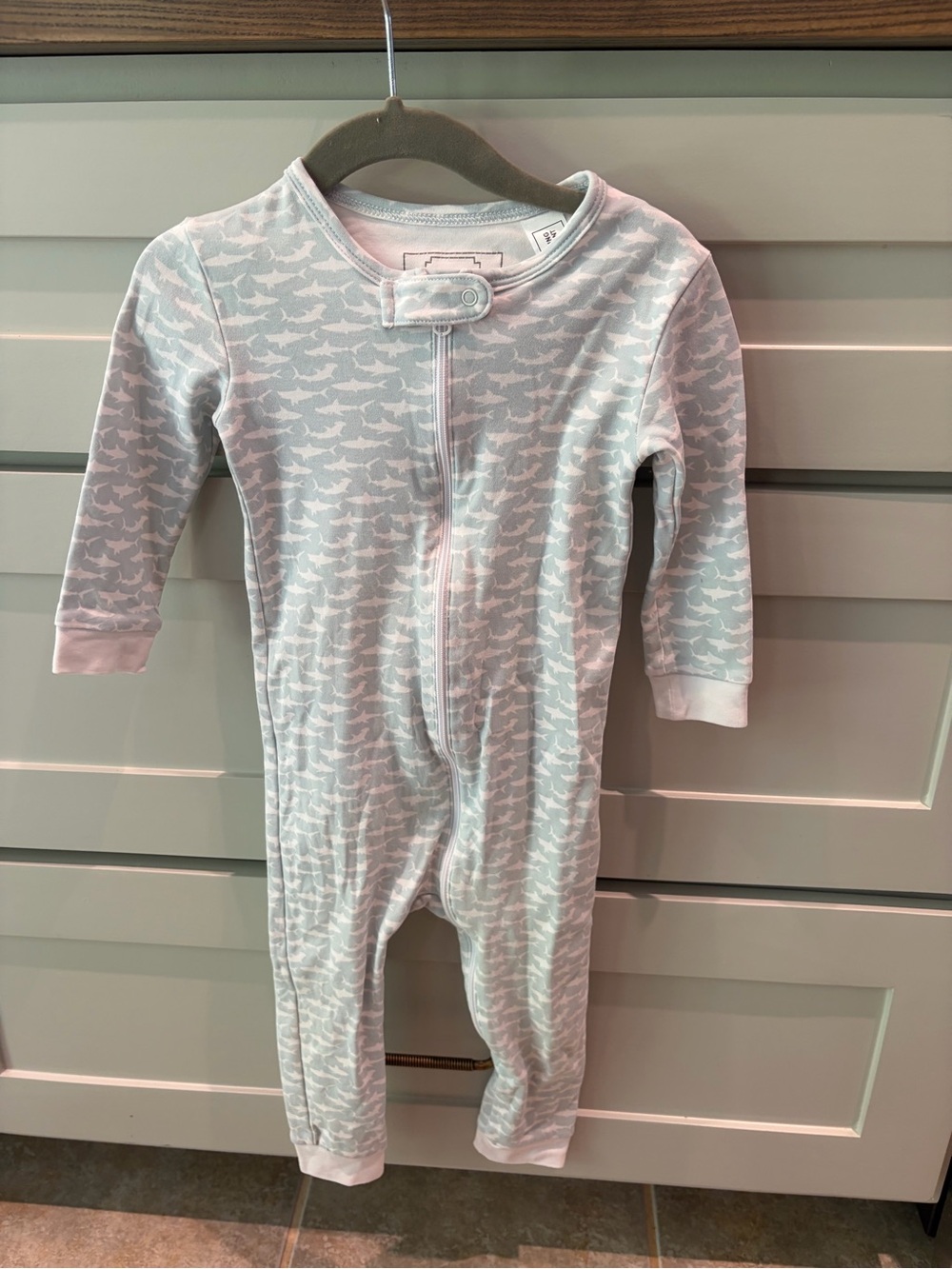 Lila & Hayes Shark-Print Baby One-Piece Zipper Romper